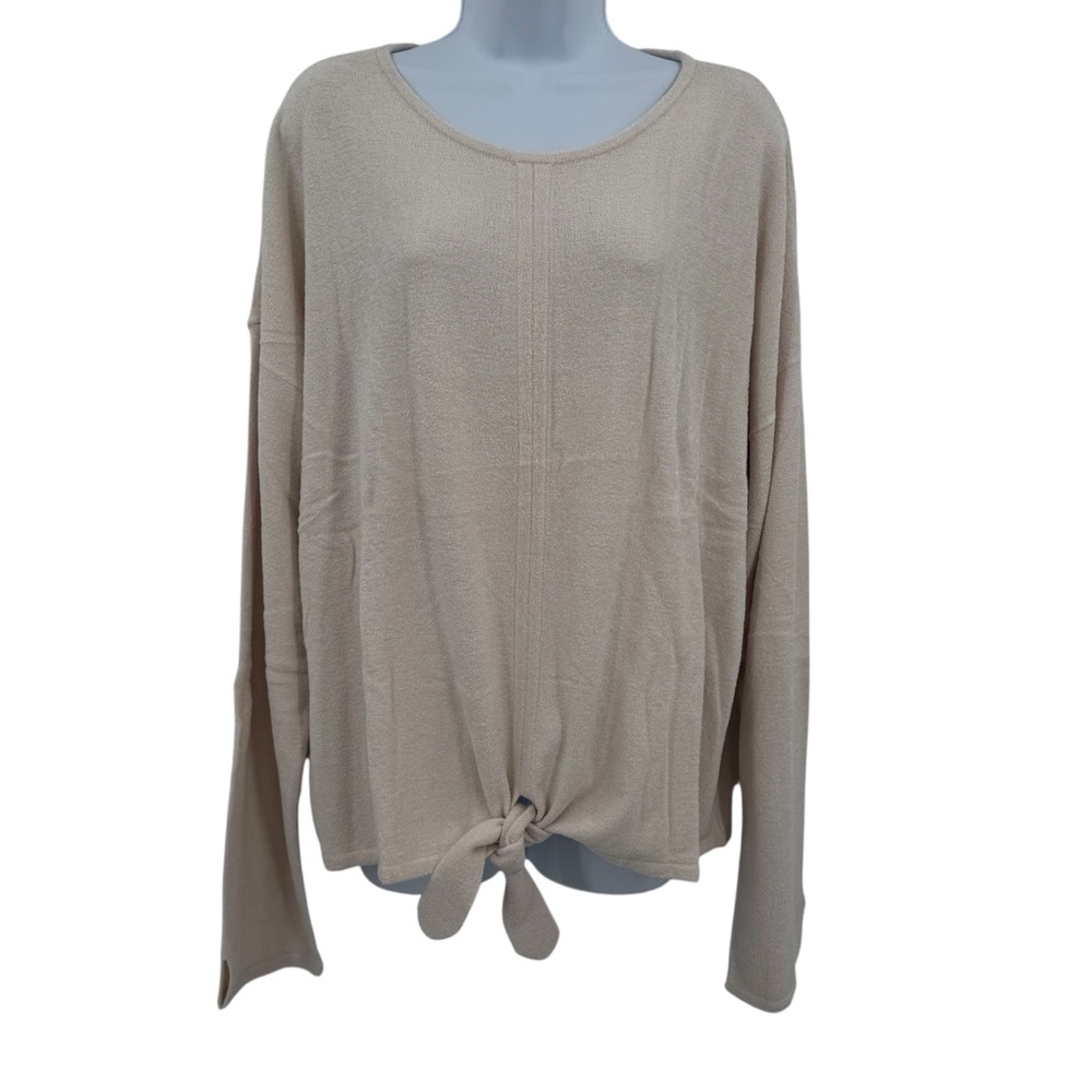 Barefoot Dreams Cozychic Ultra Light Tie-Front Pullover Top Sz 2X In Sand Dune